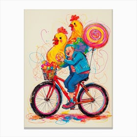 Chickens On A Bike Canvas Print