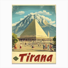 Aihrgdesign A Retro Travel Poster For Tirana 2 Canvas Print