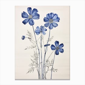 Blue Botanical Cosmos 1 Canvas Print