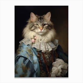 Cat In Medieval Clothing Rococo Style 7 Canvas Print
