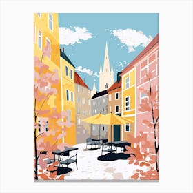 Uppsala, Sweden, Flat Pastels Tones Illustration 1 Canvas Print