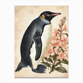 Adlie Penguin Livingston Island Vintage Botanical Painting 3 Canvas Print