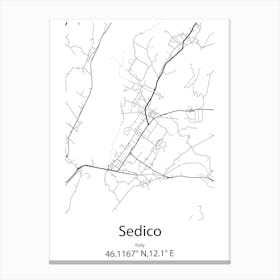 Sedico,Italy Minimalist Map Canvas Print