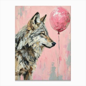 Cute Timber Wolf 3 With Balloon Canvas Print
