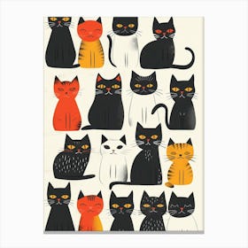 Repeatable Artwork With Cute Cat Faces 8 Canvas Print