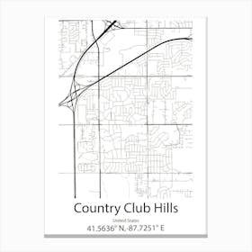 Country Club Estates,United States Minimalist Map Canvas Print