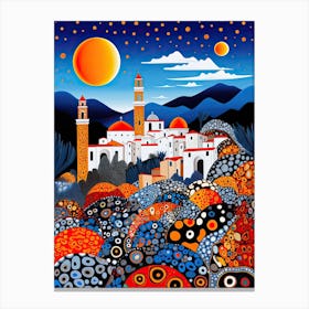 Taormina, Italy, Illustration In The Style Of Pop Art 1 Canvas Print