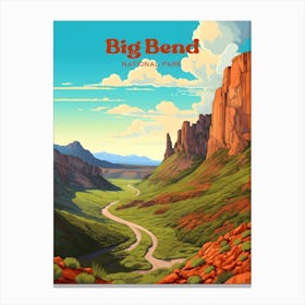 Big Bend National Park Landscape Modern Travel Illustration Canvas Print