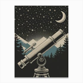 A Vintage Telescope Pointed Towards The Sky Canvas Print