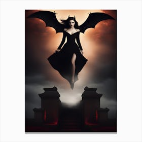 Devil Woman With Bat Wings Canvas Print