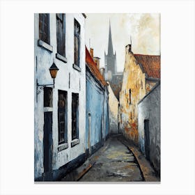 Street In Bruges Oil Canvas Print