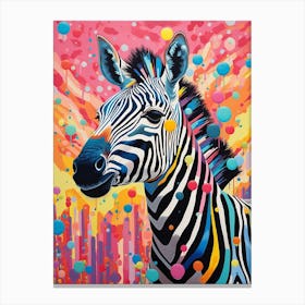 Rainbow Dotty Zebra 2 Canvas Print