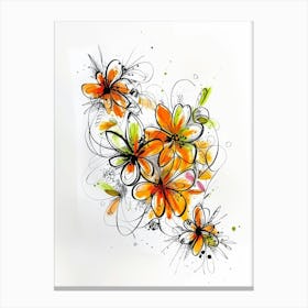 Orange Flowers On White Background Canvas Print