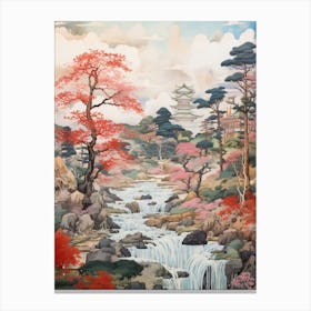 Ritsurin Garden In Kagawa, Ukiyo E Drawing 4 Canvas Print