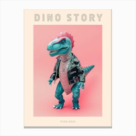 Punky Dinosaur In A Leather Jacket 3 Poster Canvas Print
