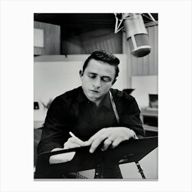 Johnny Cash Recording Portrait Canvas Print