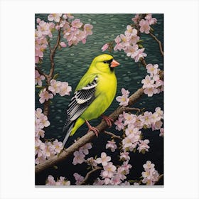 Ohara Koson Inspired Bird Painting American Goldfinch 1 Canvas Print