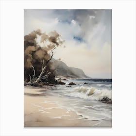 Vintage Neutral Beach Painting (25) Canvas Print