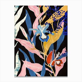 Colourful Flower Illustration Lobelia 2 Canvas Print