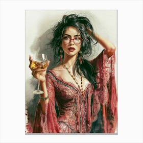 Gypsy Woman With Golden Wine Canvas Print