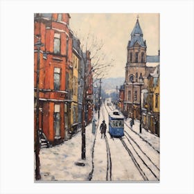 Vintage Winter Painting Belfast Northern Ireland 1 Canvas Print