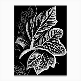 Comfrey Leaf Linocut Canvas Print