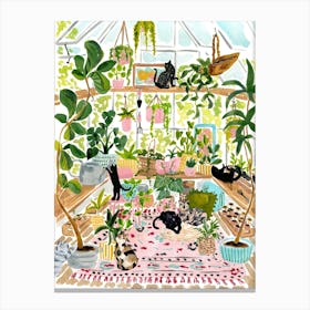 Greenhouse Cats Canvas Print