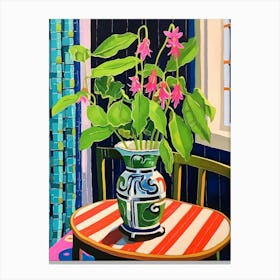 Flowers In A Vase Still Life Painting Fuchsia 1 Canvas Print