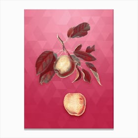 Vintage Apple Botanical in Gold on Viva Magenta n.0785 Canvas Print