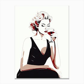 Lady Drinking Wine Canvas Print
