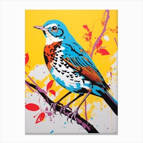 Andy Warhol Style Bird Hermit Thrush 1 Canvas Print