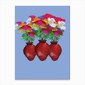 Three Vases With Flowers Canvas Print