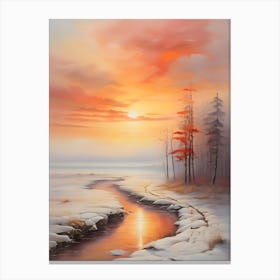 Sunset Over The River . 1 Canvas Print