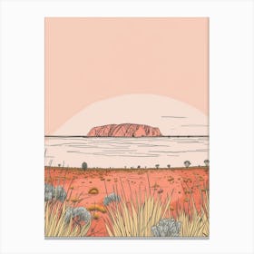 Ayers Rock Australia Color Line Drawing (3) Canvas Print