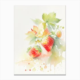Day Neutral Strawberries, Plant, Storybook Watercolours 1 Canvas Print
