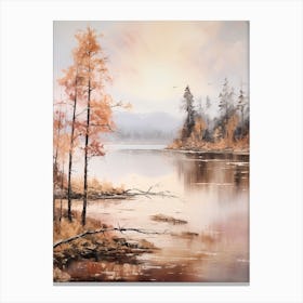 Lake In The Woods In Autumn, Painting 12 Canvas Print