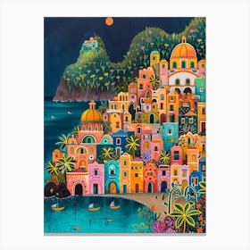 Kitsch Sicily Coastline 3 Canvas Print