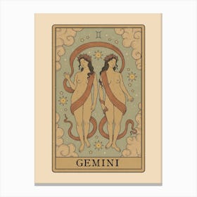 Gemini Tarot Zodiac Canvas Print