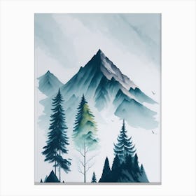 Mountain And Forest In Minimalist Watercolor Vertical Composition 360 Canvas Print