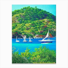 Bequia Island Saint Vincent And The Grenadines Pointillism Style Tropical Destination Canvas Print