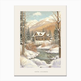 Vintage Winter Poster Aspen Colorado 5 Canvas Print
