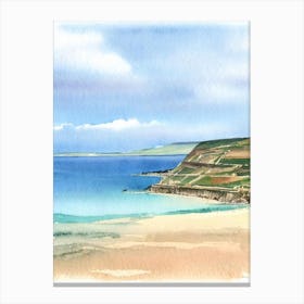 Chesil Beach, Dorset Watercolour Canvas Print