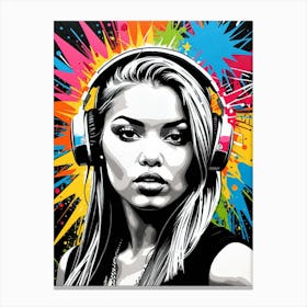 Graffiti Mural Of Beautiful Hip Hop Girl 24 Canvas Print