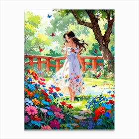 Girl In The Garden 1 Canvas Print