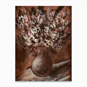 Floral1 - vertical brown hand painted flowers bouquet vase Anton Maliar Canvas Print