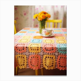 Nans Crochet Table Photography  Canvas Print