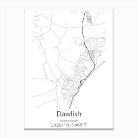 Dawlish,United Kingdom Minimalist Map Stampe su tela