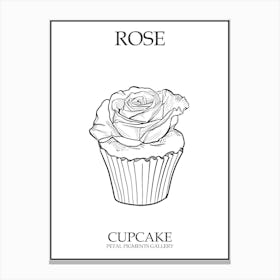 Rose Cupcake Line Drawing 1 Poster Canvas Print