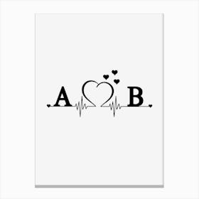 Personalized Couple Name Initial A And B Canvas Print
