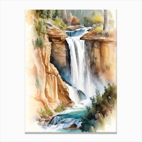 Calf Creek Falls, United States Water Colour  (2) Canvas Print